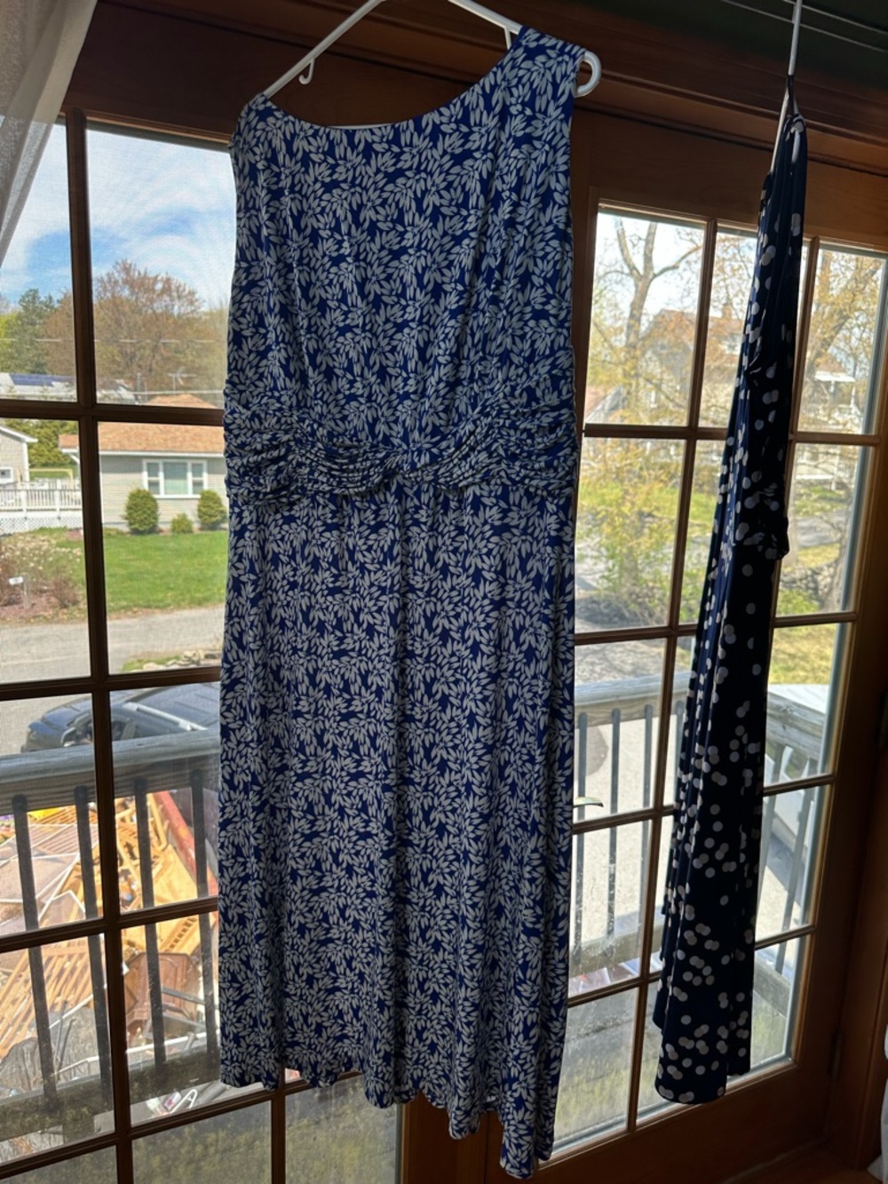 Sleeveless Navy Blue Floral Midi Dress